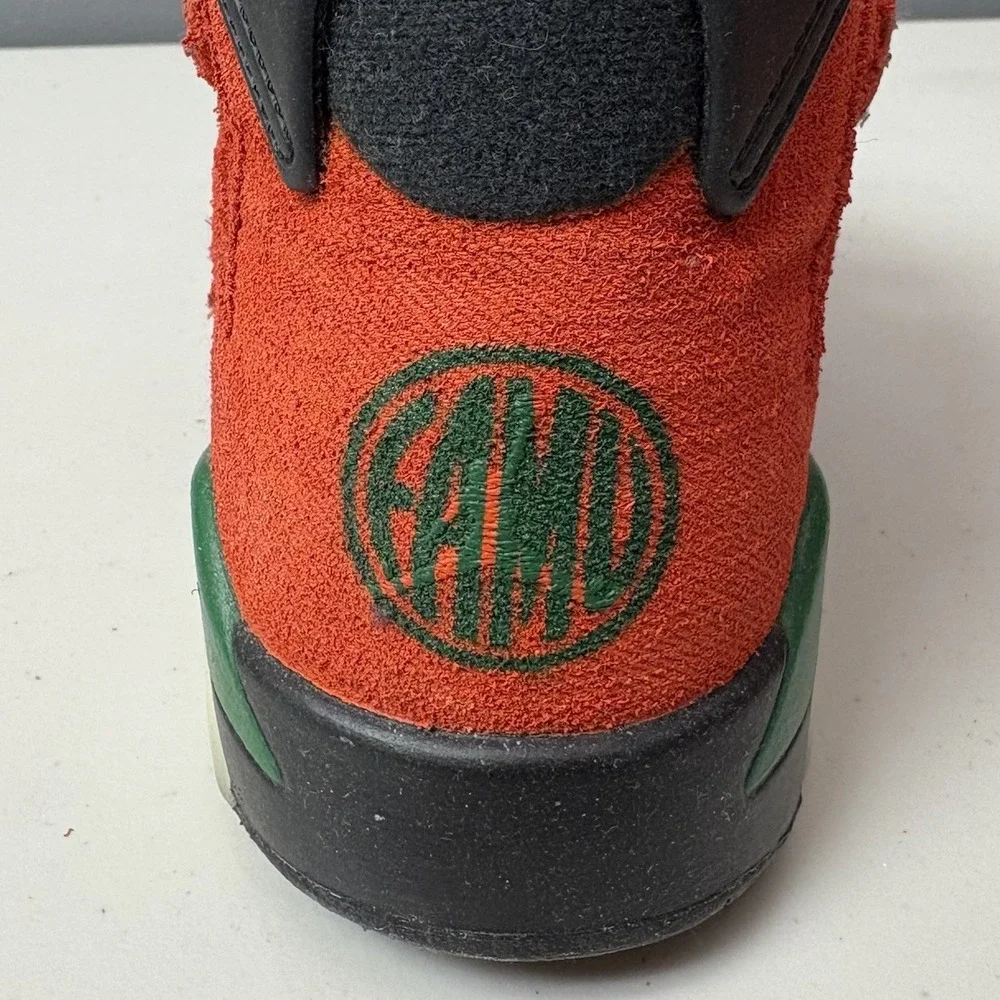 RARE Nike Air Jordan Kids 6.5 Orange & Green FAMU Retro Shoes 2019 Hipster Urban